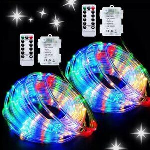 Battery Rope Lights Outdoor 200 LED Waterproof String Lights with Remote
